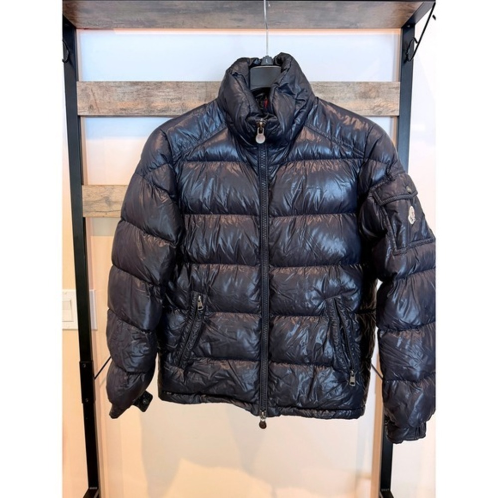 Moncler Maya Short Down Jacket Shiny Black Nylon Laque Puffer Size 1 Small